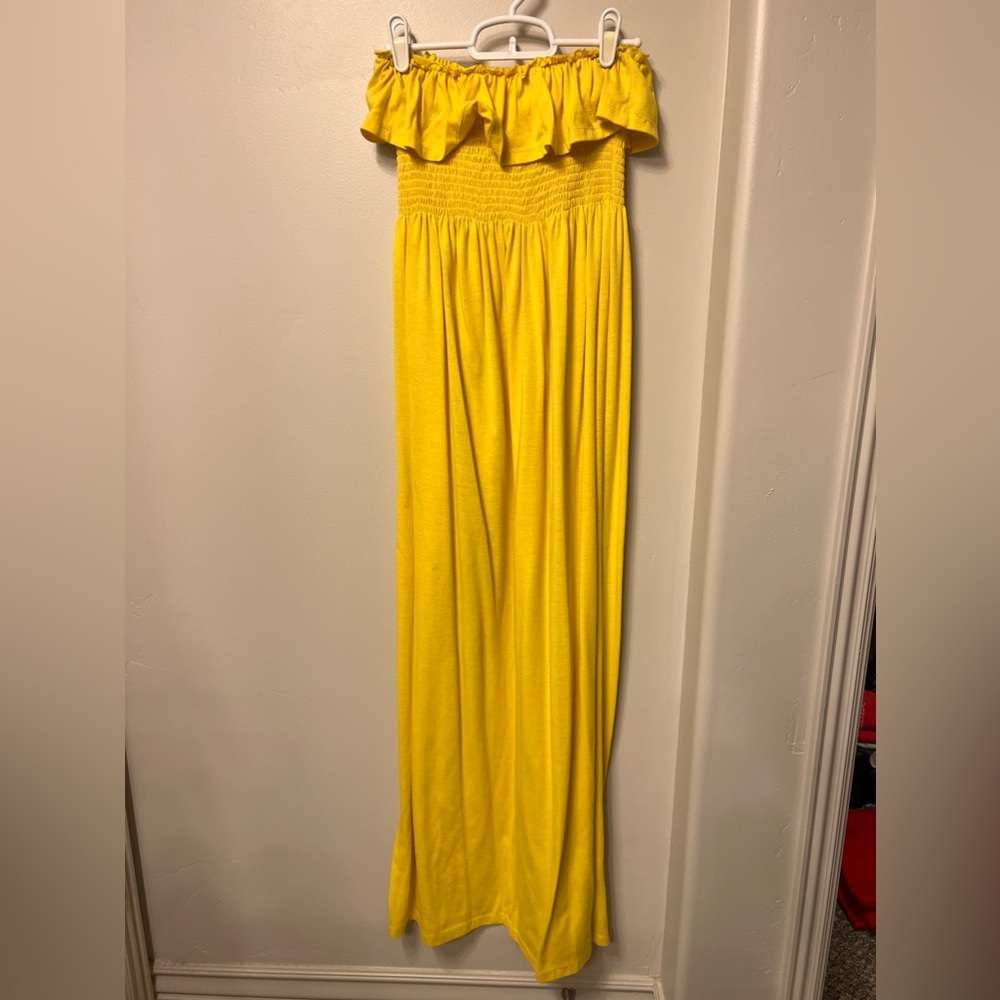Yellow tube top maxi dress